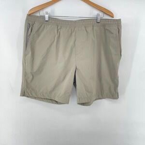 Slate & Stone Mens XXL Swim Trunks Beige Elastic Waist Mesh Lined Nylon 6.5"L